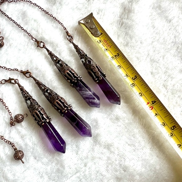 Amethyst or Obsidian Divination PENDULUM Necklace/ Pendant - Picture 11 of 11